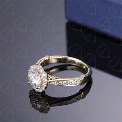 1.00 TCW Round Cut Halo Lab Grown Diamond Ring for Women