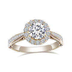 1.00 TCW Round Cut Halo Lab Grown Diamond Ring for Women