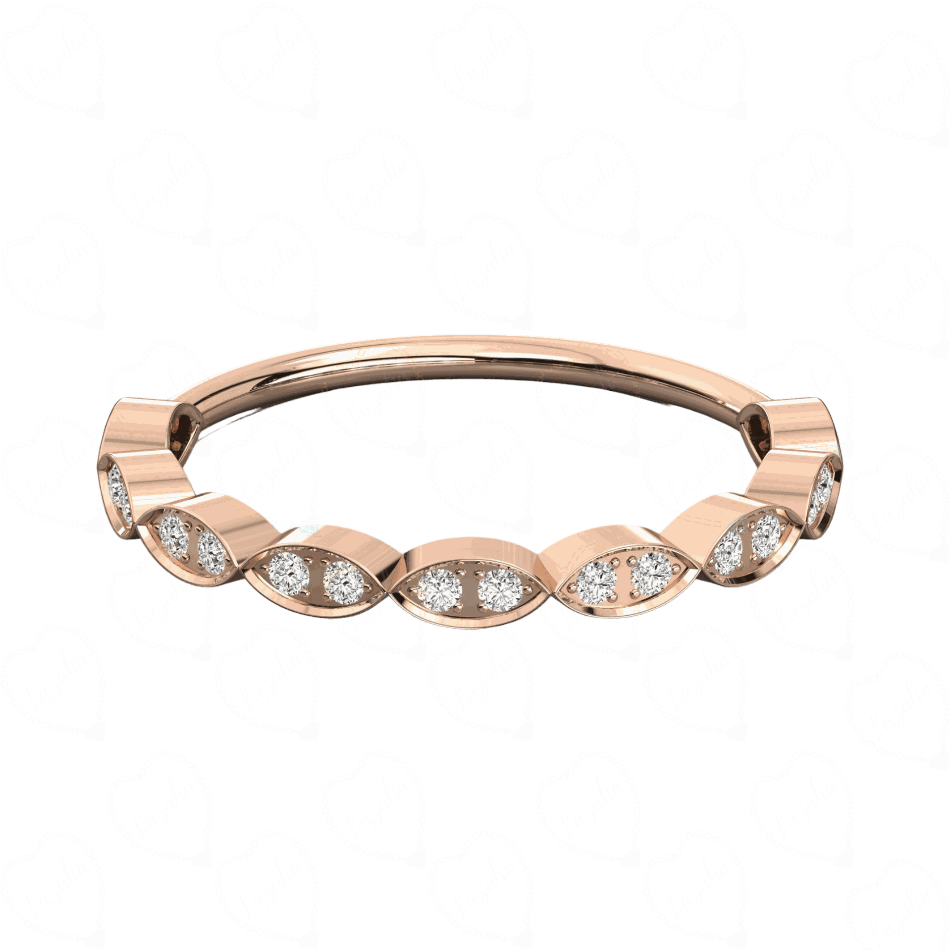 0.30 CT Round Cut Half Eternity Rose Gold Lab Diamond Ring