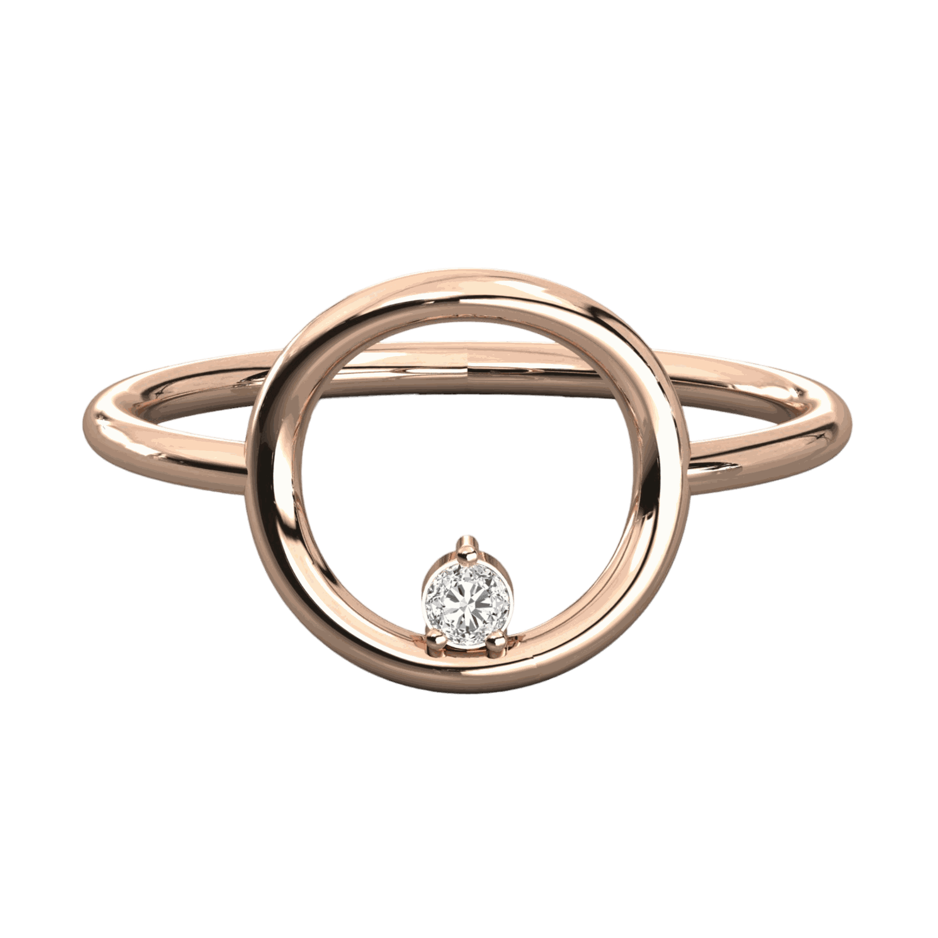 0.10 CT Rose Gold Lab Diamond Ring Front View