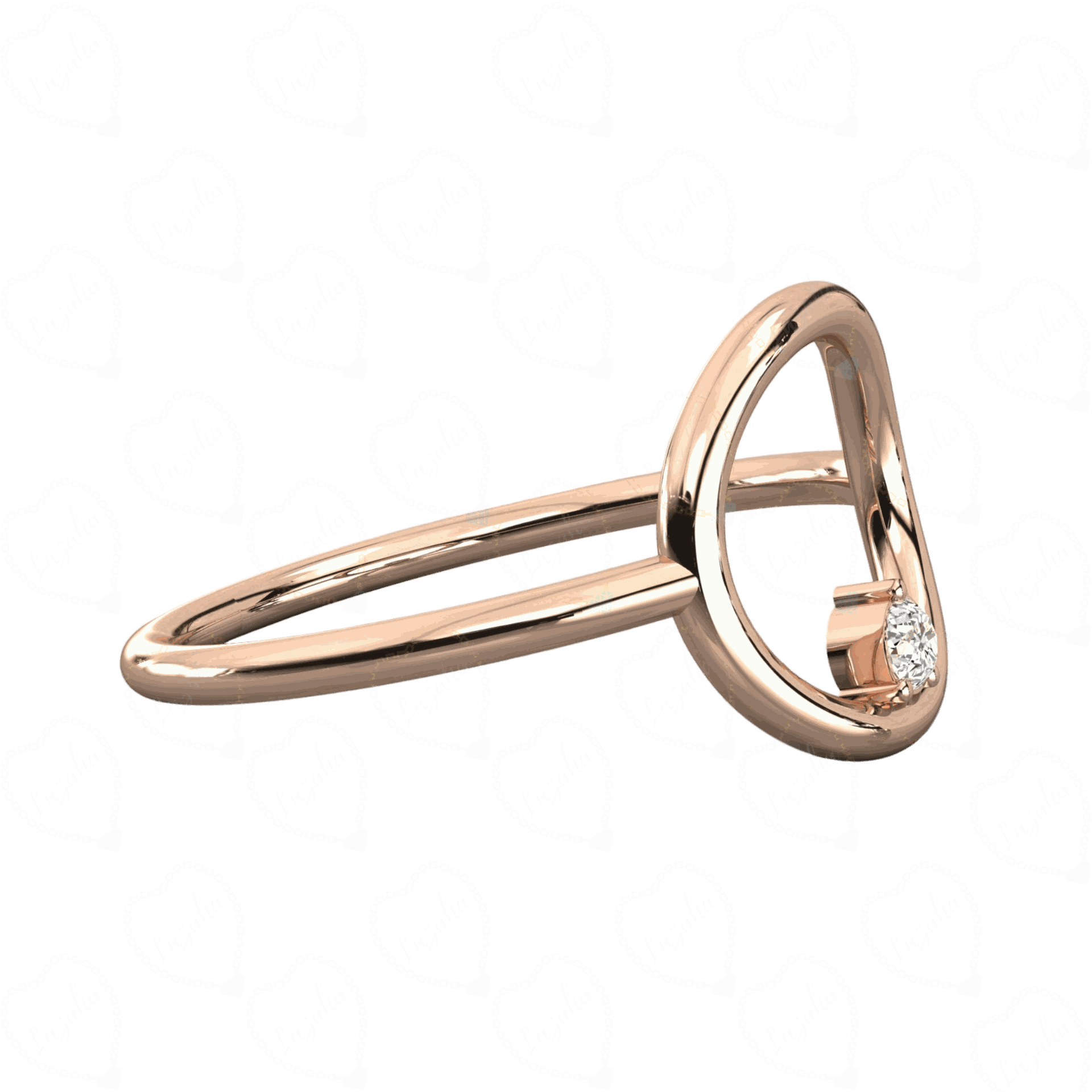 Side View 0.10 CT Rose Gold Lab Diamond Ring