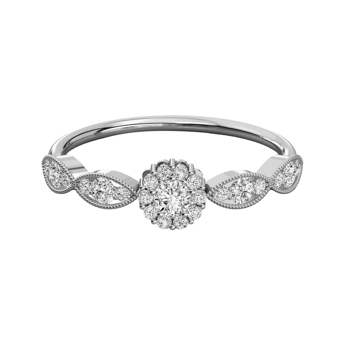 Round Cut Halo Lab Grown Diamond Ring for Women