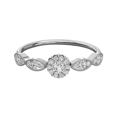 Round Cut Halo Lab Grown Diamond Ring for Women