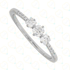 0.50 CTW Cushion Cut Half Eternity Lab Grown Diamond Ring for Women