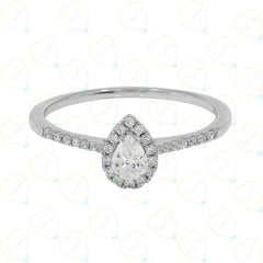 1.20 CTW Pear Cut Halo Lab Grown Diamond Ring for Women