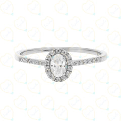 0.75 CTW Oval Cut Halo Lab Grown Diamond Ring for Women