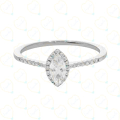 1.00 TCW Marquise Cut Halo Lab Grown Diamond Ring for Women