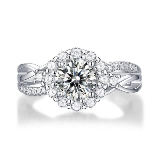 1.00 TCW Round Cut Twisted Lab Grown Diamond Ring for Women