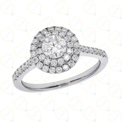 0.90 CTW Round Cut Double Halo Lab Grown Diamond Ring for Women