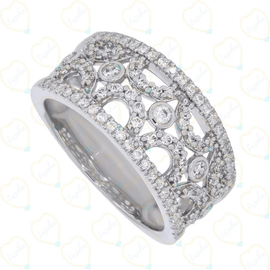 1.20 CTW Round Cut Half Eternity Lab Grown Diamond Ring for Women