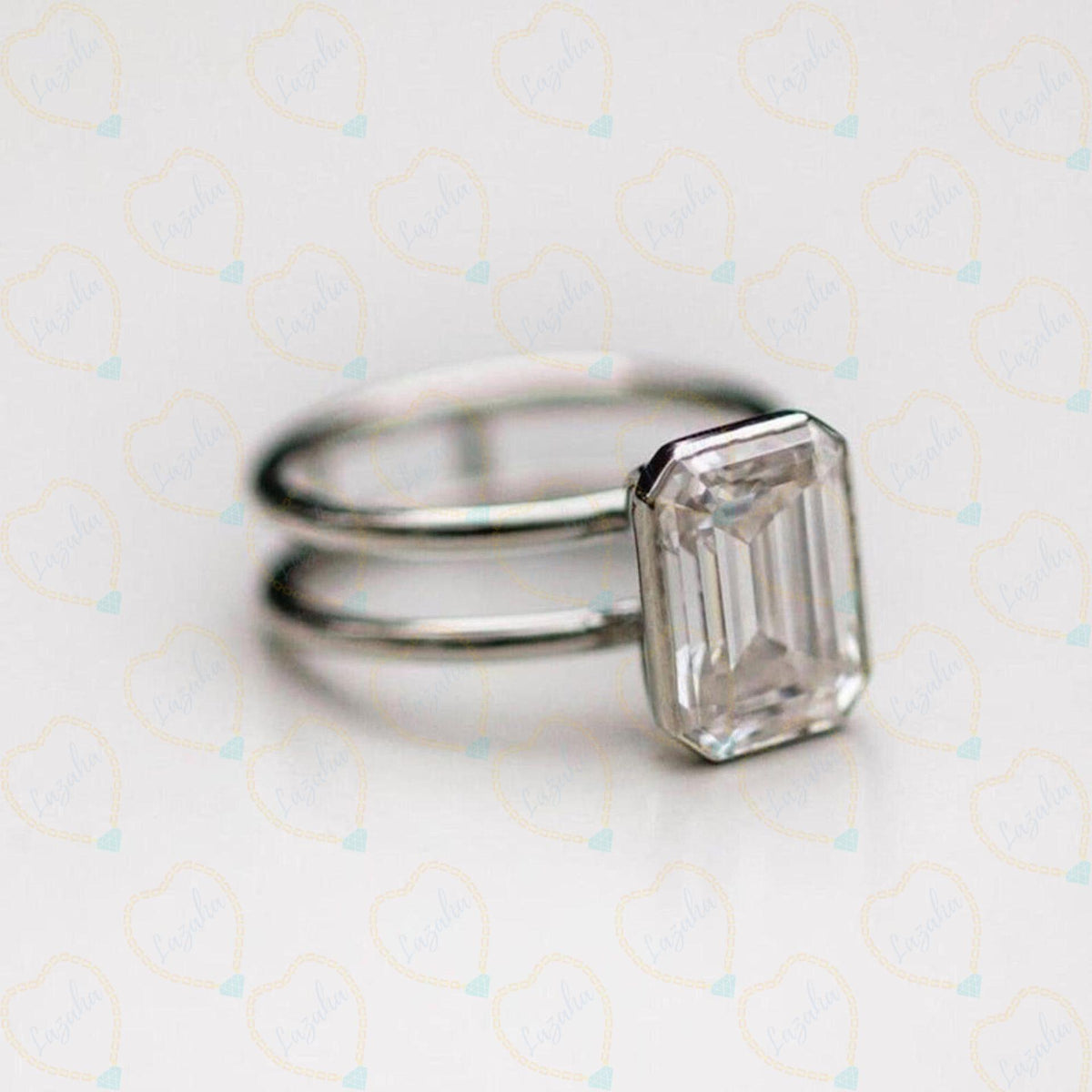 2.50 TCW Emerald Cut Unique Lab Grown Diamond Ring for Women