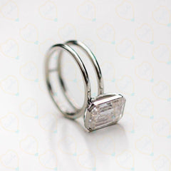 2.50 TCW Emerald Cut Unique Lab Grown Diamond Ring for Women