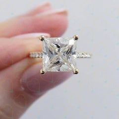 2.00 TCW Princess Cut Hidden Halo Lab Grown Diamond Ring for Women