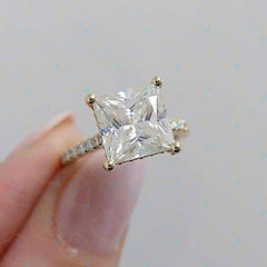 2.00 TCW Princess Cut Hidden Halo Lab Grown Diamond Ring for Women