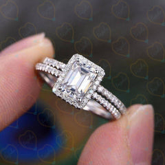 2.00 TCW Emerald Cut Bridal Set Lab Grown Diamond Ring for Women