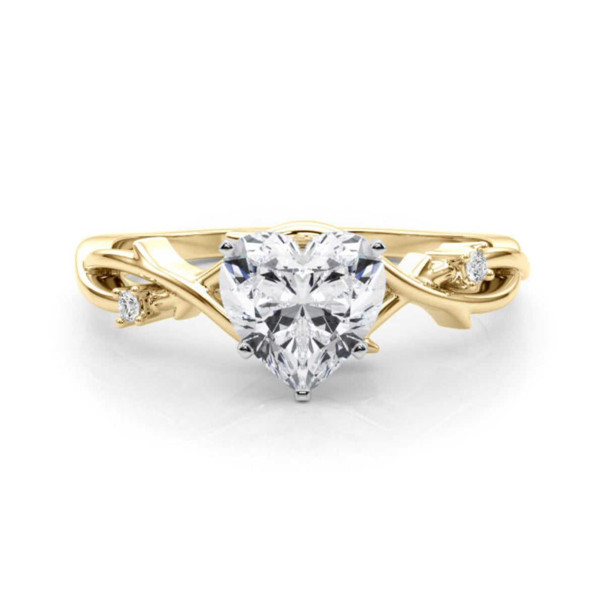 1.50 CTW Heart Cut Twisted Lab Grown Diamond Ring for Women