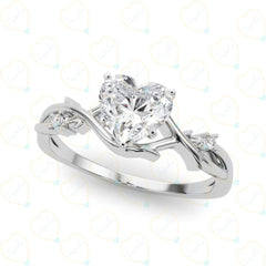 1.50 CTW Heart Cut Twisted Lab Grown Diamond Ring for Women