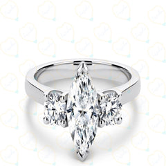 1.50 CTW Marquise Cut 3 Stone Lab Grown Diamond Ring for Women