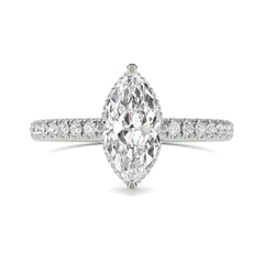 1.00 CTW Marquise Cut Hidden Halo Lab Grown Diamond Ring for Women