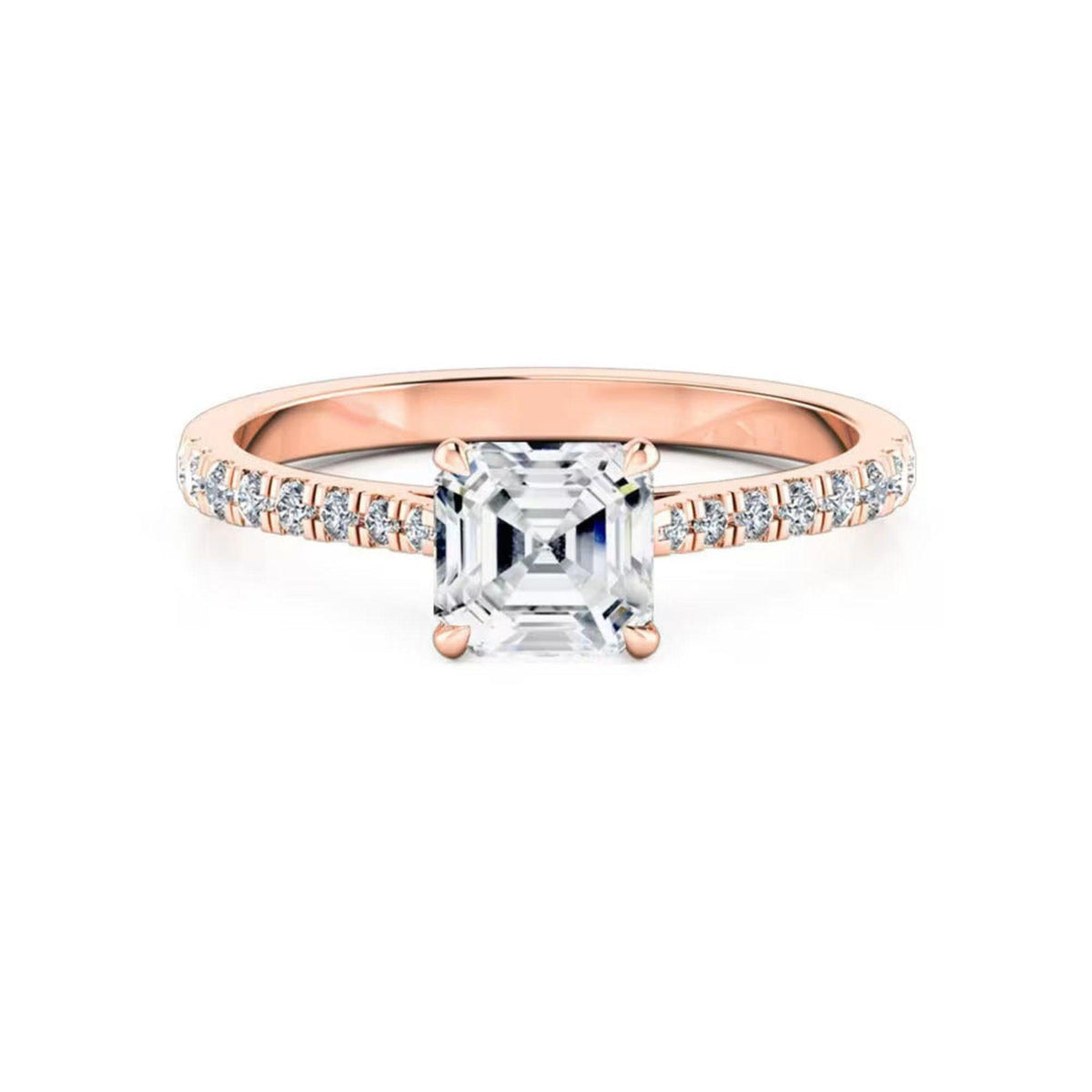 1.50 CTW Asscher Cut Solitaire With Accents Lab Grown Diamond Ring for Women