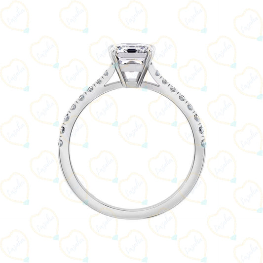 1.50 CTW Asscher Cut Solitaire With Accents Lab Grown Diamond Ring for Women