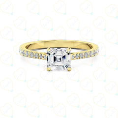 1.50 CTW Asscher Cut Solitaire With Accents Lab Grown Diamond Ring for Women