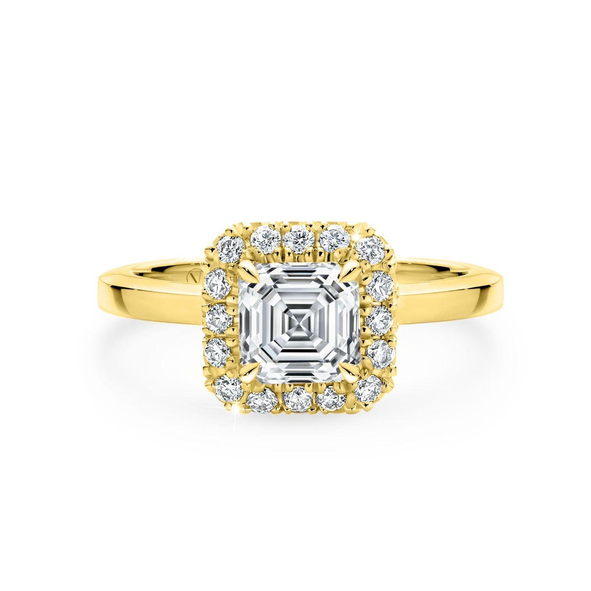 1.50 CTW Asscher Cut Halo Lab Grown Diamond Ring for Women