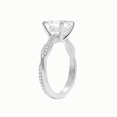 Anello da donna con diamante di laboratorio intrecciato taglio Asscher da 1,50 CTW