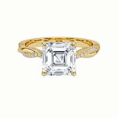 1.50 CTW Asscher Cut Twisted Lab Grown Diamond Ring for Women