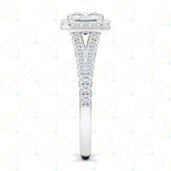 2.00 CTW Asscher Cut Split Shank Lab Grown Diamond Ring for Women