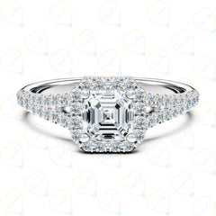 2.00 CTW Asscher Cut Split Shank Lab Grown Diamond Ring for Women