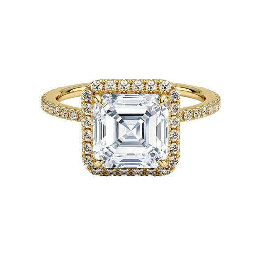 2.00 CTW Asscher Cut Hidden Halo Lab Grown Diamond Ring for Women