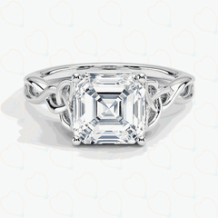 1.50 TCW Asscher Cut Twisted Lab Grown Diamond Ring for Women