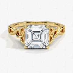 1.50 TCW Asscher Cut Twisted Lab Grown Diamond Ring for Women