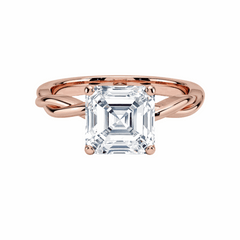 2.00 CTW Asscher Cut Twisted Lab Grown Diamond Ring for Women