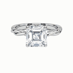 2.00 CTW Asscher Cut Twisted Lab Grown Diamond Ring for Women