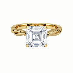 2.00 CTW Asscher Cut Twisted Lab Grown Diamond Ring for Women