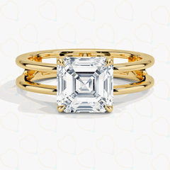 1.50 CTW Asscher Cut Unique Lab Grown Diamond Ring for Women