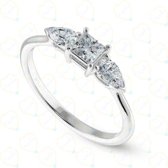 1.00 CTW Princess Cut 3 Stone Lab Grown Diamond Ring for Women