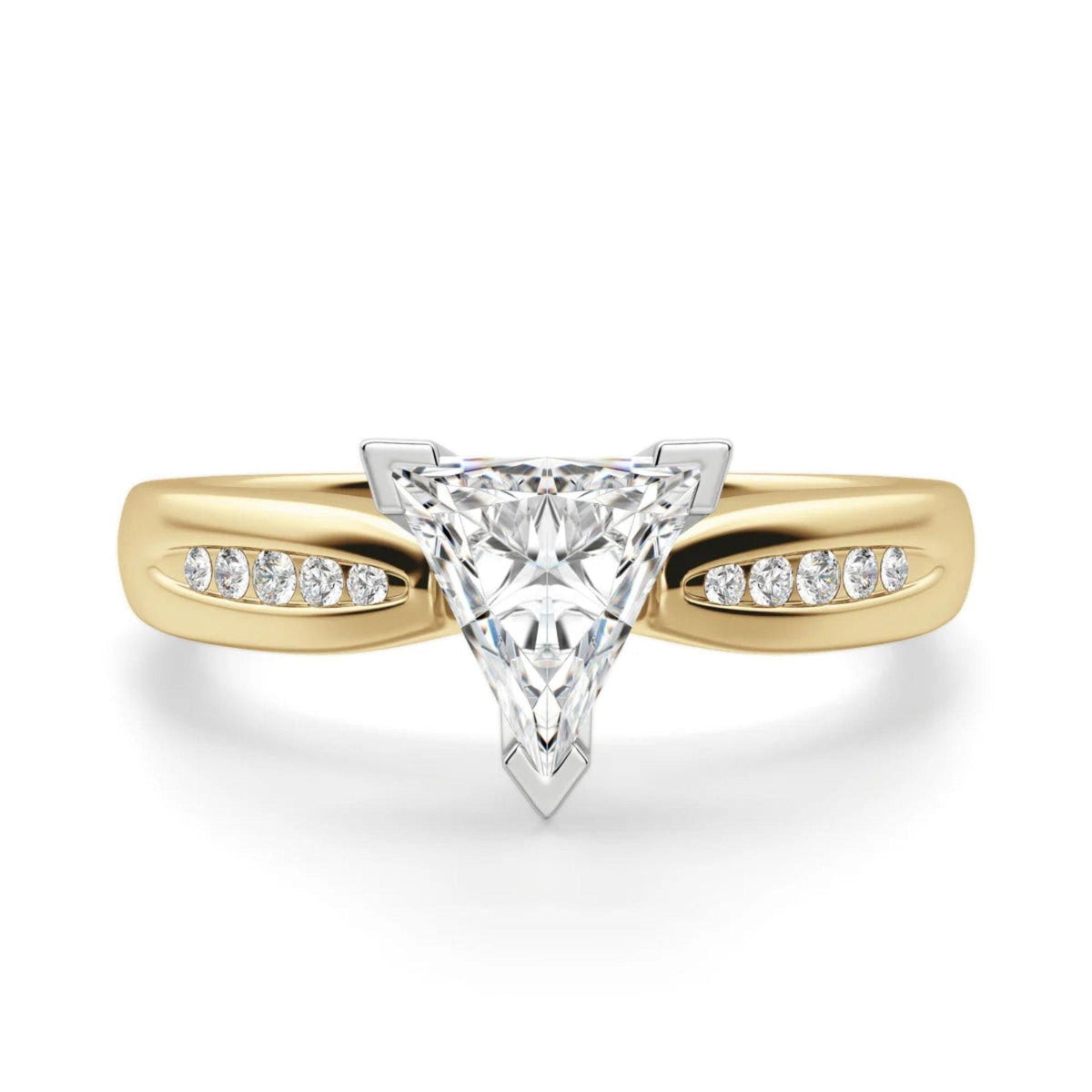 1.00 CTW Triangle Cut Solitaire With Accents Lab Grown Diamond Ring for Women