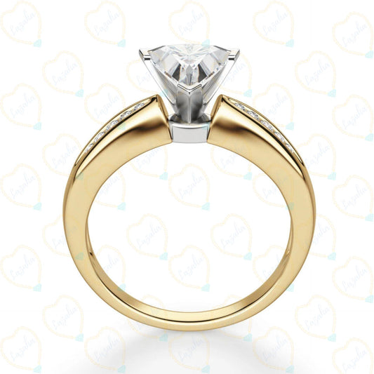 1.00 CTW Triangle Cut Solitaire With Accents Lab Grown Diamond Ring for Women