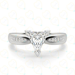 1.00 CTW Triangle Cut Solitaire With Accents Lab Grown Diamond Ring for Women