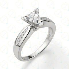 1.00 CTW Triangle Cut Solitaire With Accents Lab Grown Diamond Ring for Women