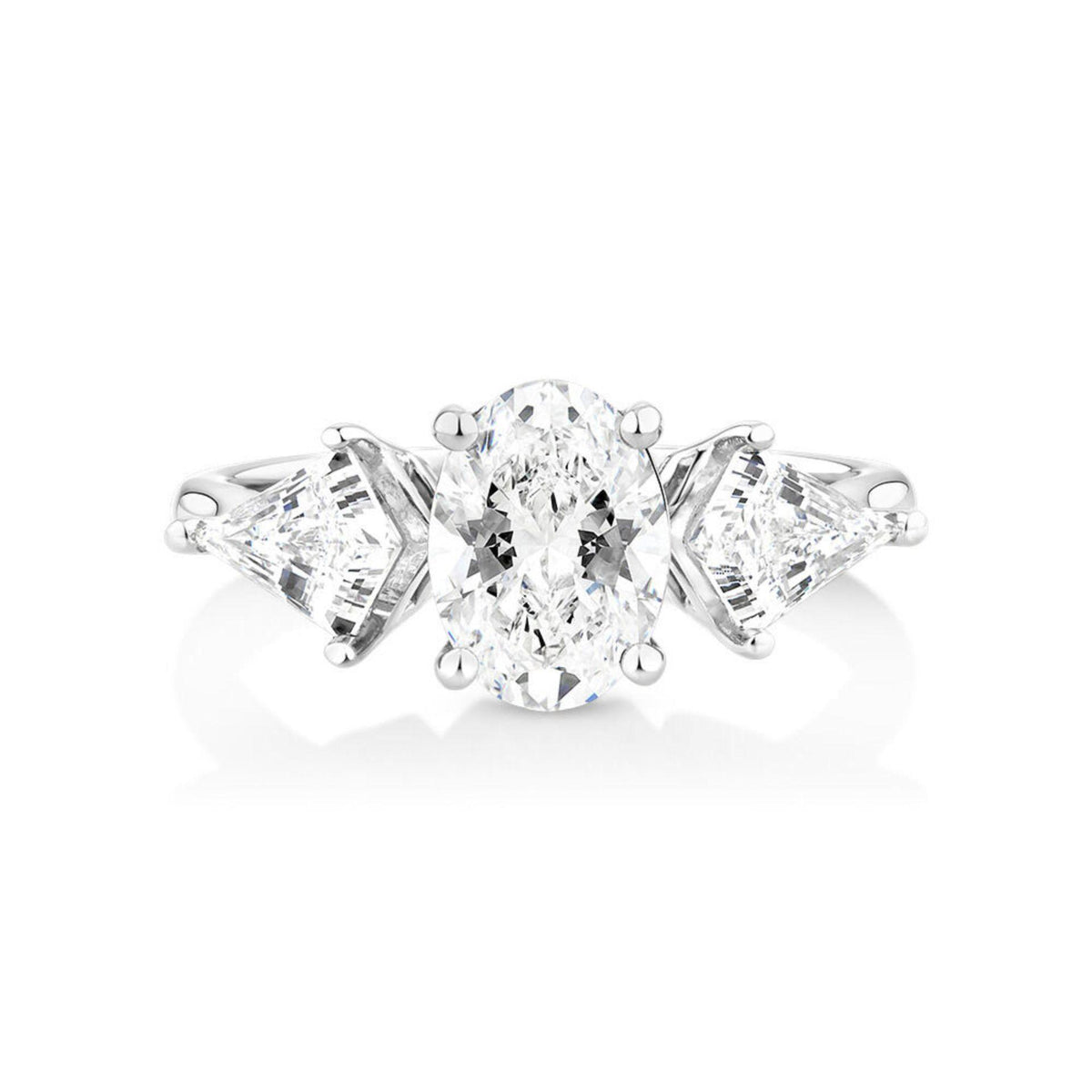 2.50 CTW Oval Cut 3 Stone Lab Grown Diamond Ring for Women