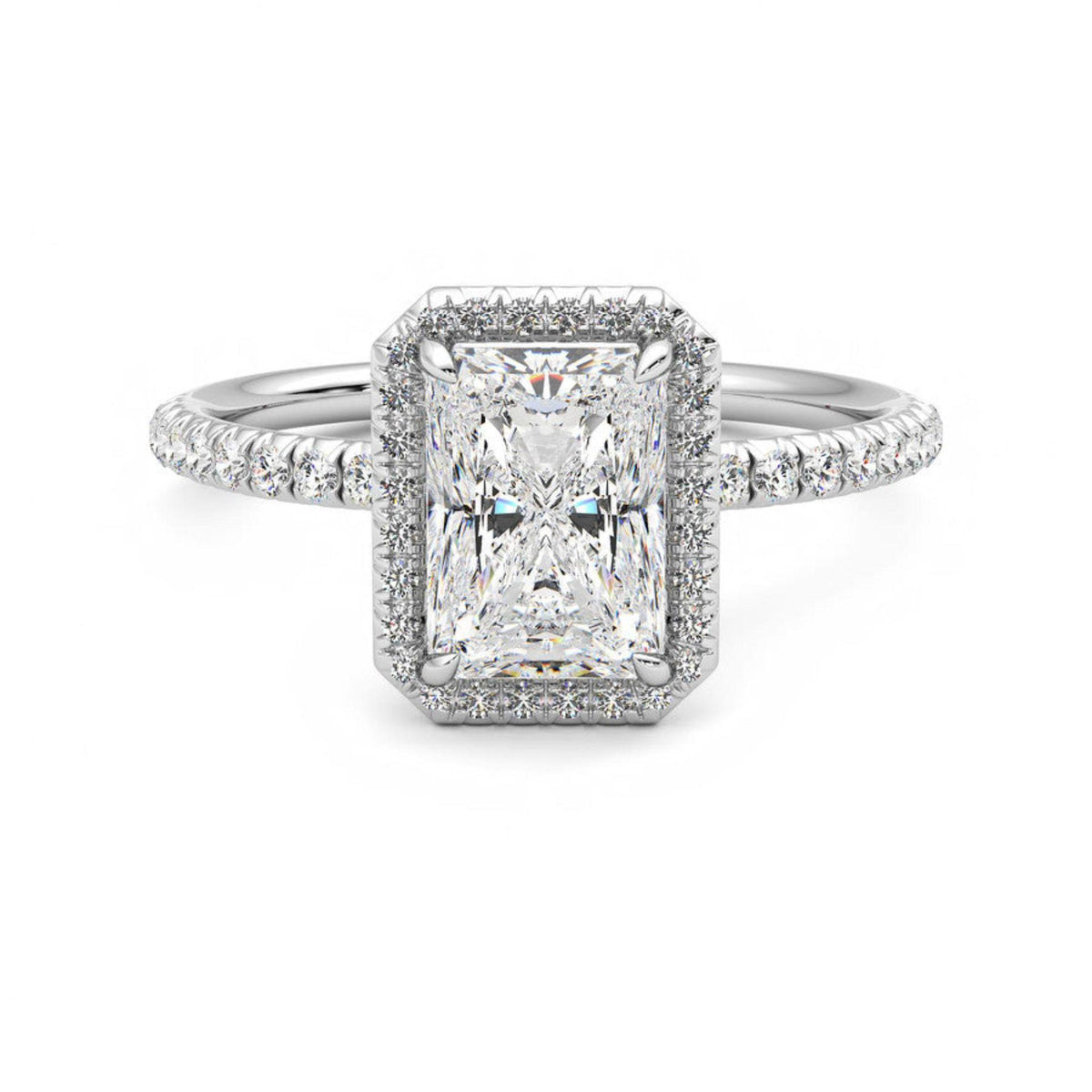 2.00 CTW Radiant Cut Halo Lab Grown Diamond Ring for Women