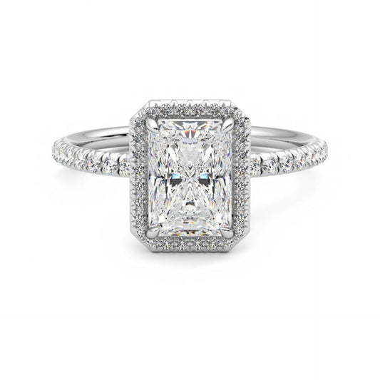 2.00 CTW Radiant Cut Halo Lab Grown Diamond Ring for Women