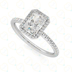 2.00 CTW Radiant Cut Halo Lab Grown Diamond Ring for Women