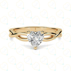 1.00 CTW Heart Cut Twisted Lab Grown Diamond Ring for Women