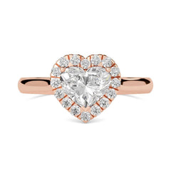 1.50 TCW Heart Cut Halo Lab Grown Diamond Ring for Women