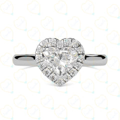 Anello con diamante Halo Lab Grown taglio cuore TCW da 1,50 per donna